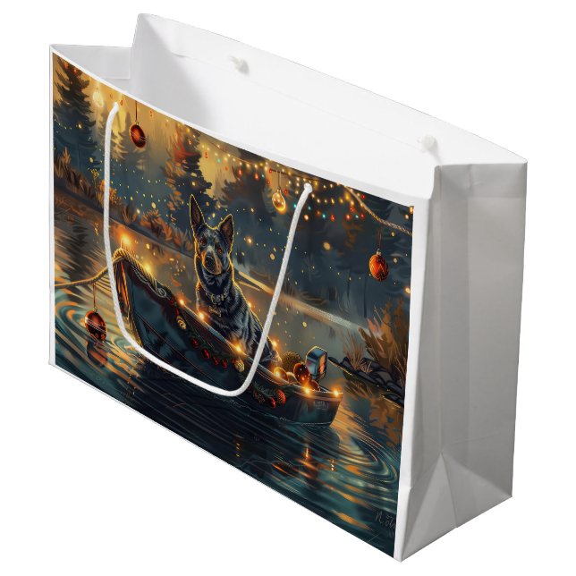 Blue Heeler Christmas Festive Voyage Large Gift Bag (Front Angled)
