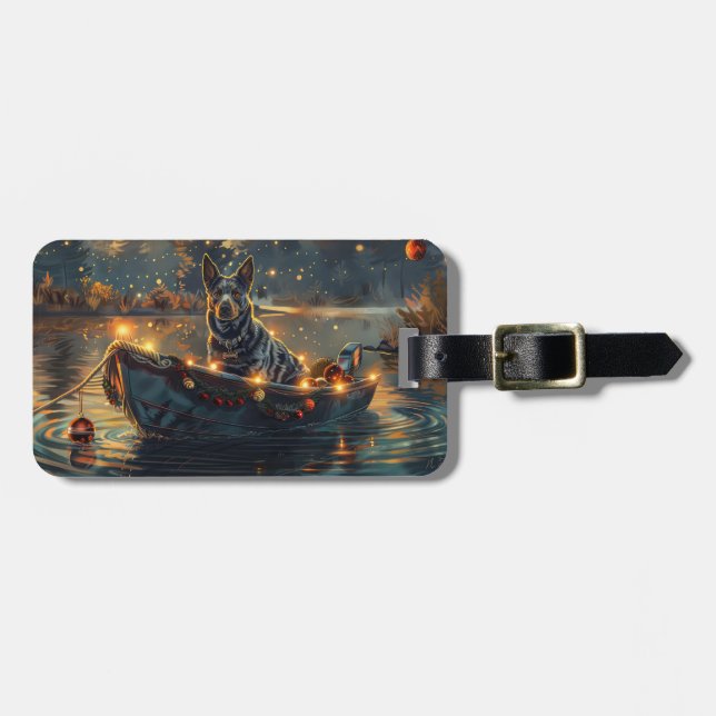 Blue Heeler Christmas Festive Voyage Luggage Tag (Front Horizontal)