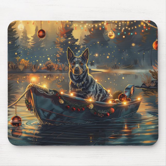Blue Heeler Christmas Festive Voyage Mouse Mat (Front)