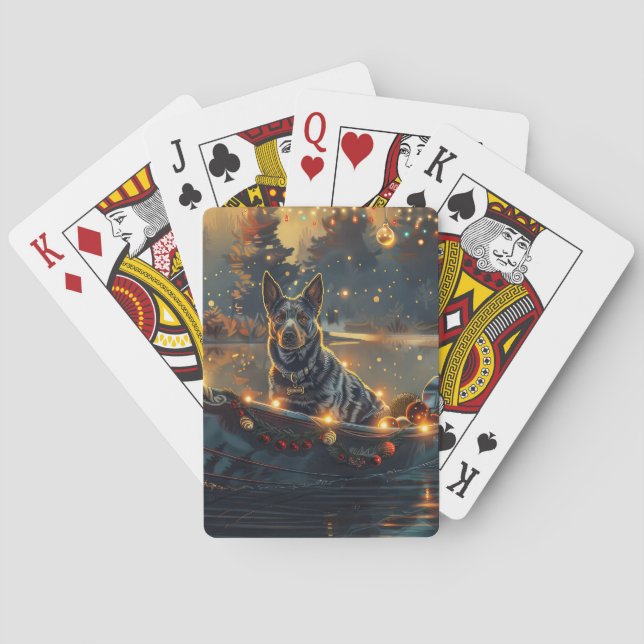 Blue Heeler Christmas Festive Voyage Playing Cards (Back)