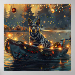 Blue Heeler Christmas Festive Voyage Poster