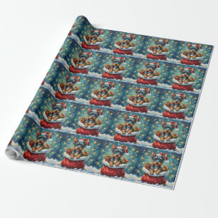 Blue Heeler Christmas Santa Bag Adventure Wrapping Paper