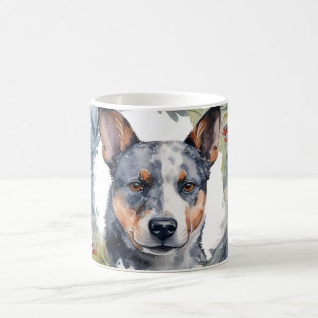 Blue Heeler Christmas Wreath Festive Pup Coffee Mug (Center)