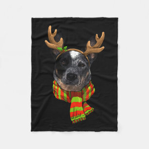 Blue Heeler Christmas Xmas Reindeer Pet Dog Lover  Fleece Blanket
