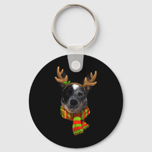 Blue Heeler Christmas Xmas Reindeer Pet Dog Lover Key Ring
