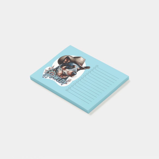 Blue Heeler Cowboy Dog Punny Howldy Cattle Dog Post-it Notes (Angled)