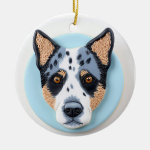 Blue Heeler Dog 3D Inspired Ceramic Tree Decoration