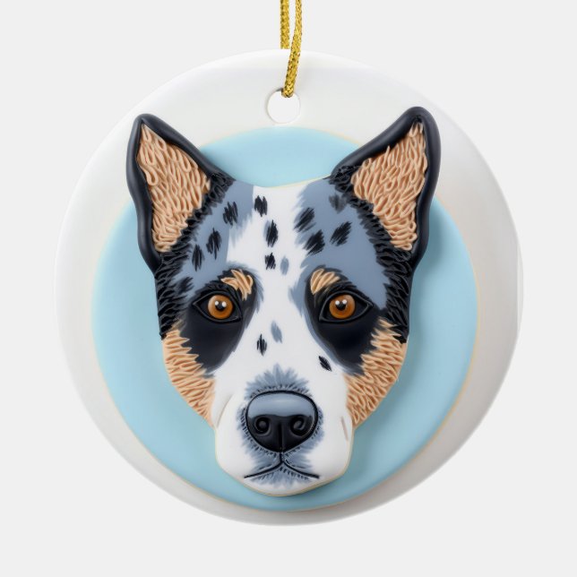 Blue Heeler Dog 3D Inspired Ceramic Tree Decoration (Front)