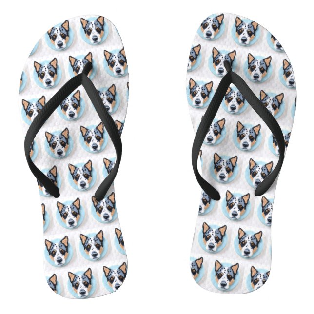Blue Heeler Dog 3D Inspired Flip Flops (Footbed)