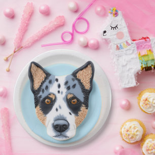 Blue Heeler Dog 3D Inspired Paper Plate
