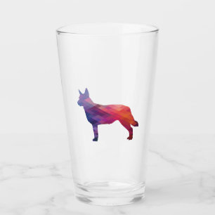 Blue Heeler Dog Breed Silhouette Geo Purple Glass