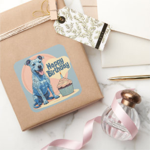 Blue Heeler Dog Colourful Square Sticker