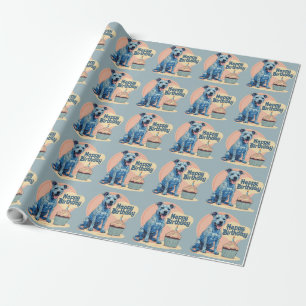 Blue Heeler Dog Colourful Wrapping Paper