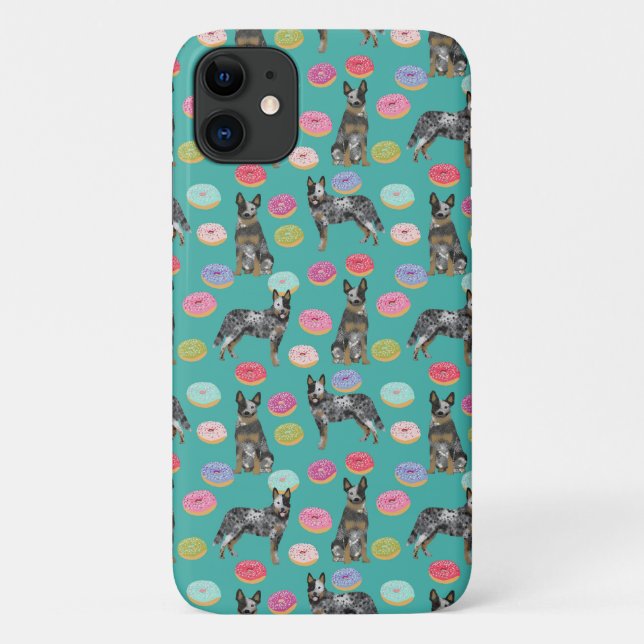 Blue Heeler dog donuts teal Case-Mate iPhone Case (Back)
