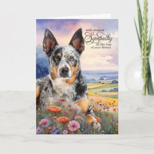 Blue Heeler Dog Field of Wildflowers Pet Sympathy Card