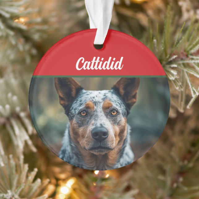 Blue Heeler Dog Holiday Photo Christmas Ornament (Tree)