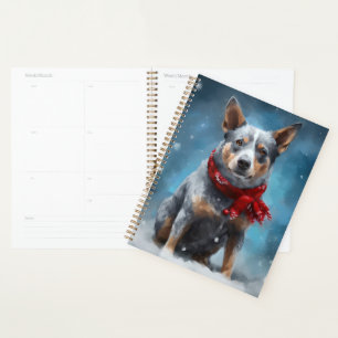 Blue Heeler Dog in Snow Christmas  Planner