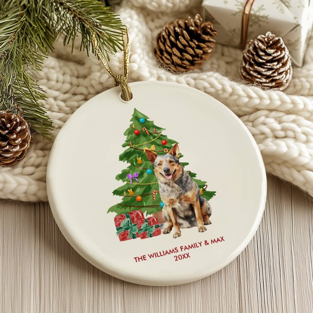 Blue Heeler Dog Personalised Christmas Ceramic Tree Decoration (Creator Uploaded)