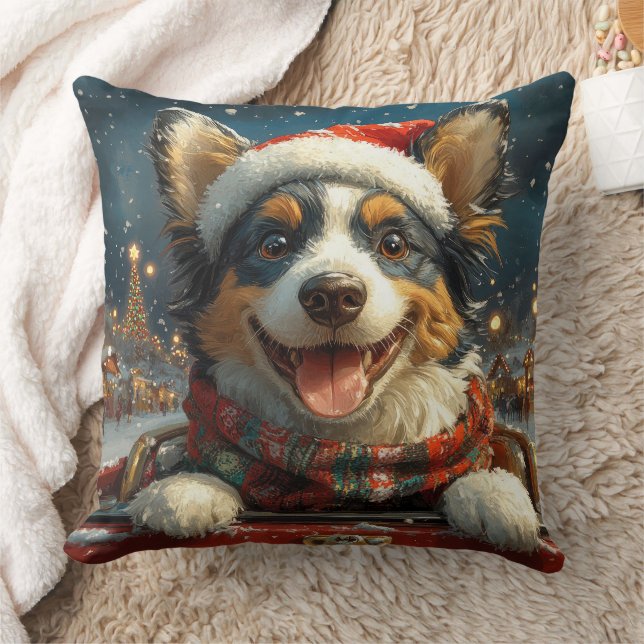 Blue Heeler Dog Roller Coaster Christmas Cushion (Blanket)