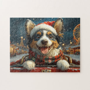 Blue Heeler Dog Roller Coaster Christmas Jigsaw Puzzle