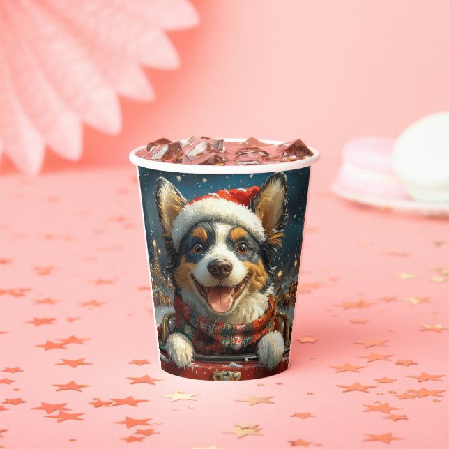 Blue Heeler Dog Roller Coaster Christmas Paper Cups (Insitu)