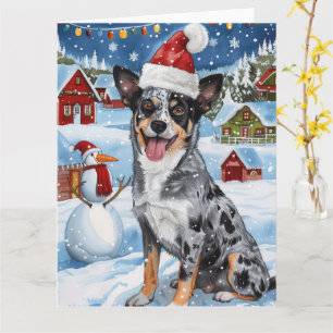 Blue Heeler Dog Winter Wonderland Christmas Joy Card