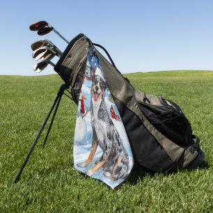 Blue Heeler Dog Winter Wonderland Christmas Joy Golf Towel