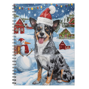 Blue Heeler Dog Winter Wonderland Christmas Joy Notebook
