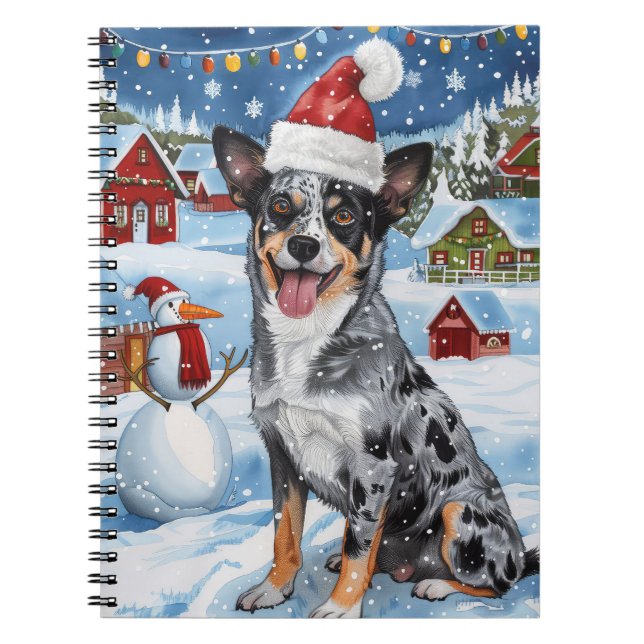 Blue Heeler Dog Winter Wonderland Christmas Joy  Notebook (Front)