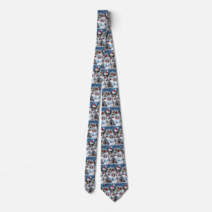 Blue Heeler Dog Winter Wonderland Christmas Joy Tie