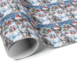 Blue Heeler Dog Winter Wonderland Christmas Joy  Wrapping Paper