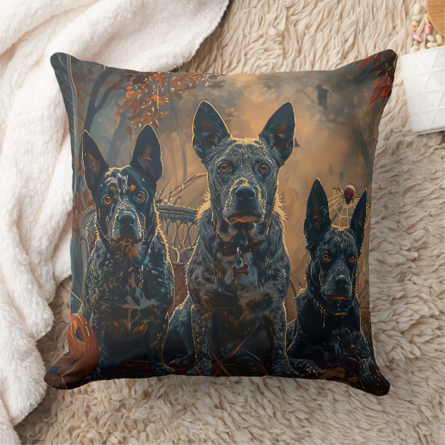 Blue Heeler Halloween Night Doggy Delight Cushion (Blanket)
