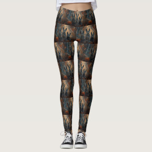 Blue Heeler Halloween Night Doggy Delight Leggings