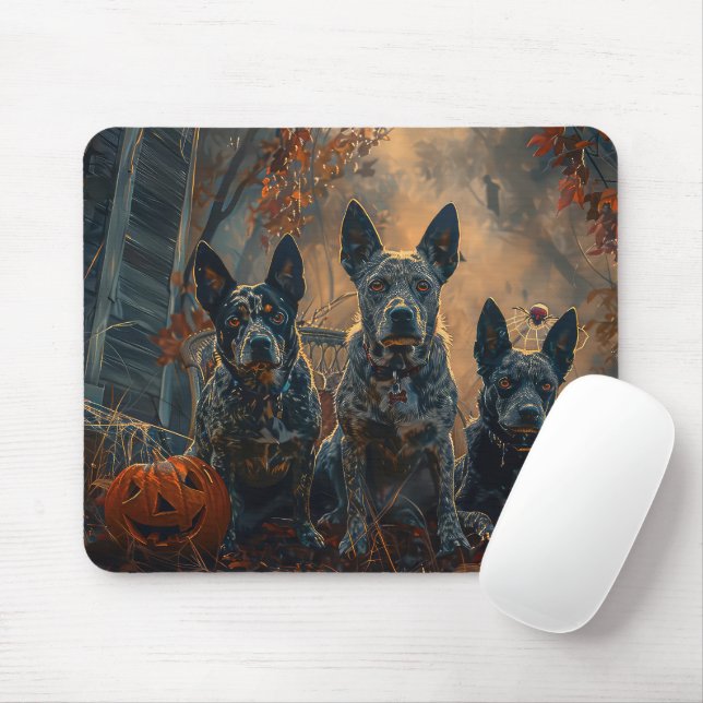 Blue Heeler Halloween Night Doggy Delight Mouse Mat (With Mouse)