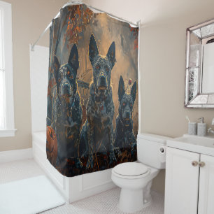 Blue Heeler Halloween Night Doggy Delight Shower Curtain