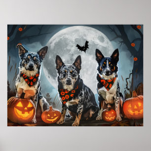 Blue Heeler Halloween Spooky Poster