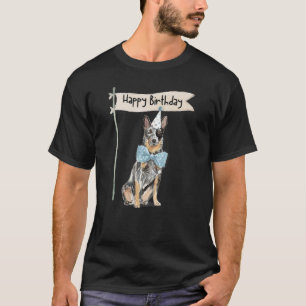 Blue Heeler Herding Aussie Puppy Happy Birthday Pa T-Shirt