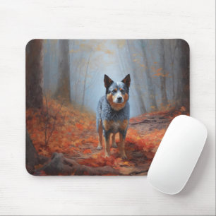 Blue Heeler in Autumn Leaves Fall Inspire Mouse Mat