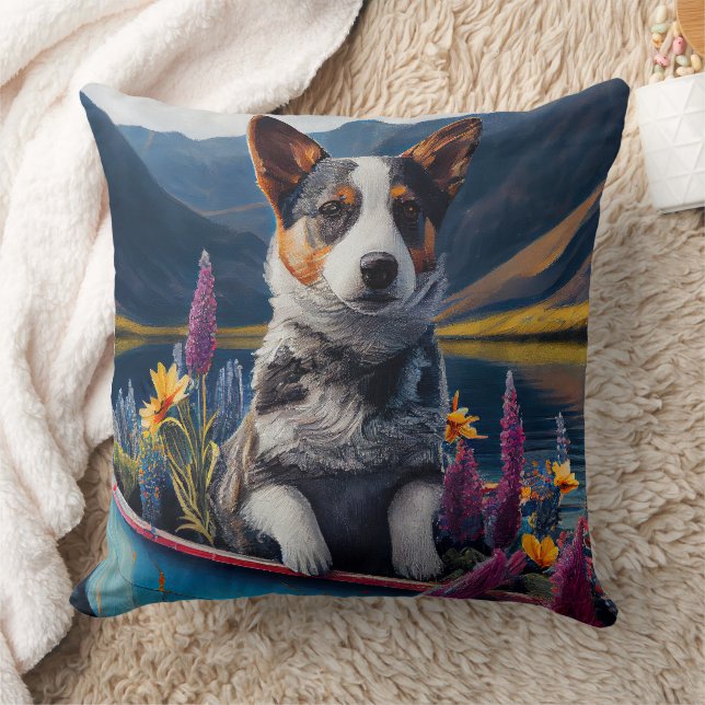 Blue Heeler on a Paddle: A Scenic Adventure Cushion (Blanket)