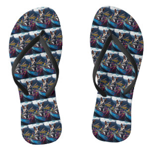 Blue Heeler on a Paddle: A Scenic Adventure Flip Flops