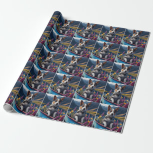 Blue Heeler on a Paddle: A Scenic Adventure Wrapping Paper