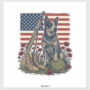 Blue Heeler Patriotic Memorial Vintage Engraving S