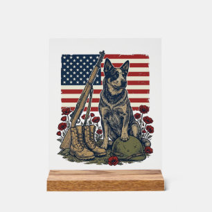 Blue Heeler Patriotic Memorial Vintage Engraving S Acrylic Sign