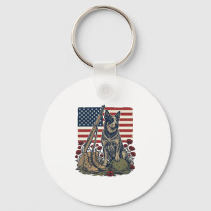 Blue Heeler Patriotic Memorial Vintage Engraving S Key Ring