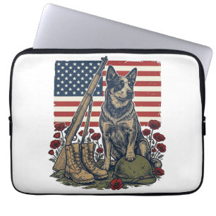 Blue Heeler Patriotic Memorial Vintage Engraving S Laptop Sleeve