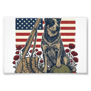 Blue Heeler Patriotic Memorial Vintage Engraving S Photo Print
