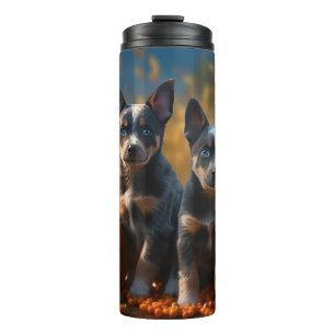Blue Heeler Puppy Autumn Delight Pumpkin Thermal Tumbler