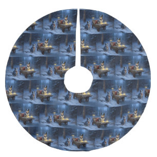 Blue Heeler Snowy Sleigh Christmas Decor Brushed Polyester Tree Skirt