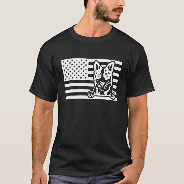 Blue Heeler USA Flag T-Shirt (Front)