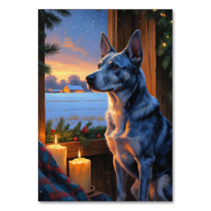 Blue Heeler With Christmas Lights Holiday  Table Number